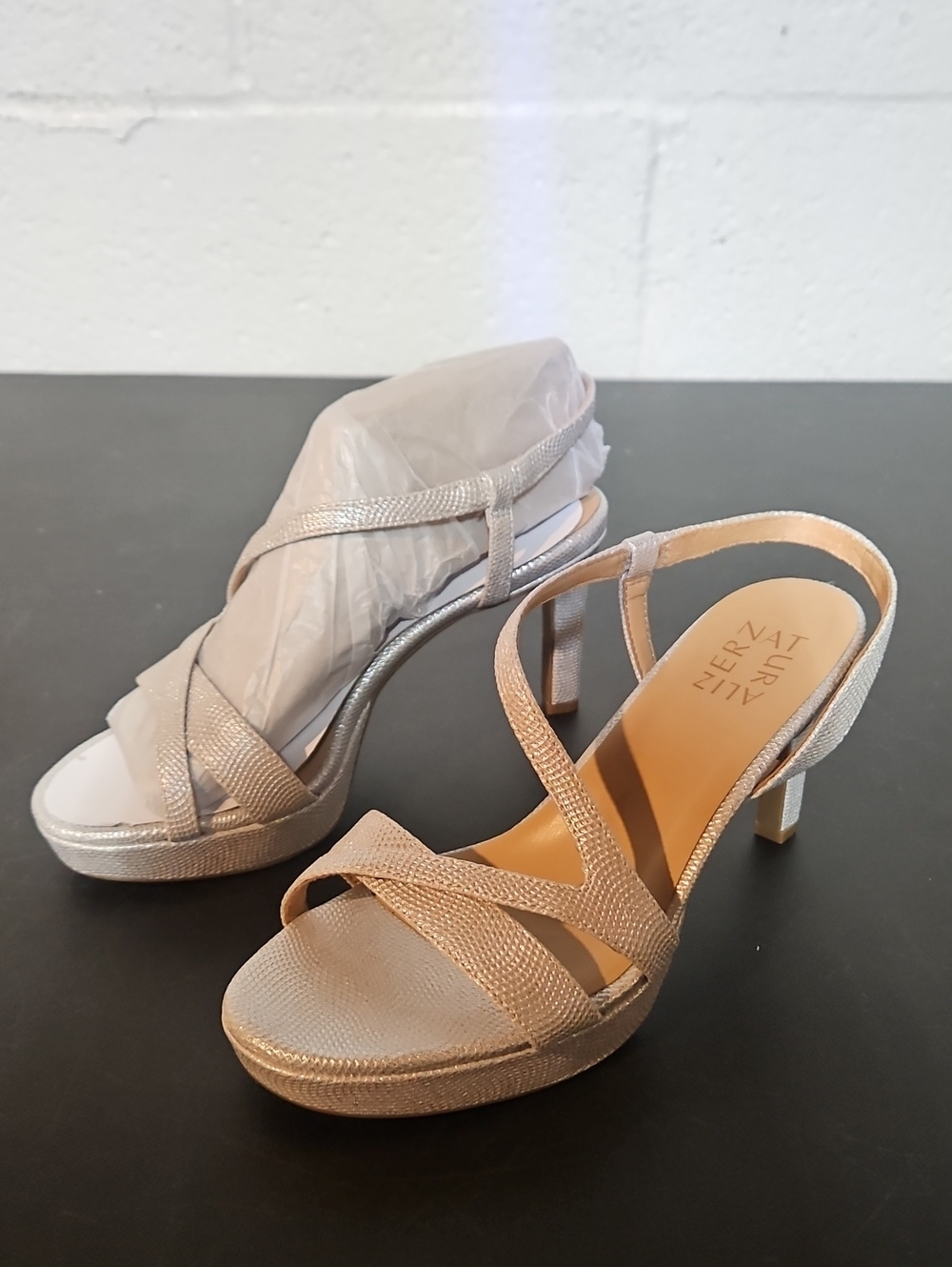 Naturalizer Champagne Strappy Platform Heels